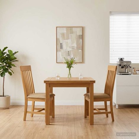 Sedia da pranzo 2 pz Legno di Quercia Massello Beige vidaXL (1/5)