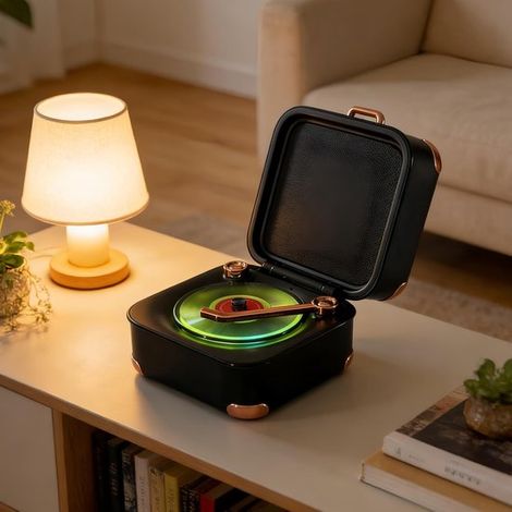 Mini altoparlante Bluetooth retrò, portatile, suono nitido, lunga durata della batteria, simpatico altoparlante da scrivania per casa, camera da letto e ufficio. (1/4)