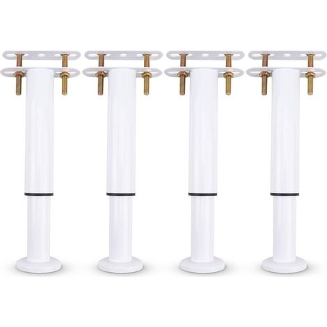 Juego de 4 patas de soporte metálicas ajustables y retráctiles para cama, de alta resistencia, para armario, sofá, estructura de cama, repuestos para camas de 18 a 32 cm (Blanco, Juego de 4)