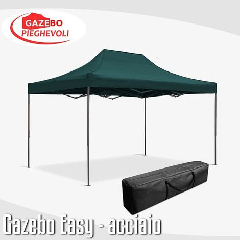 Gazebo 3x4,5 m nero pieghevole portatile estendibile richiudibile estensibile acciaio SENZA laterali per fiere eventi stand chiosco tenda tendone mercato mercatino (1/5)