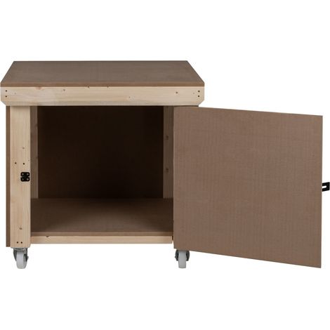 Wooden MDF Top Workbench With Lockable Cupboard (V.9) (H-90cm, D-70cm, L-90cm) with wheels (1/4)