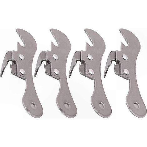 4-teiliges Set manueller Dosenöffner, Edelstahlwerkzeug, kompakte Größe 9,6 cm x 3 cm, silberfarbenes Küchenaccessoire, praktisch und langlebig, Set mit 4 Dosenöffnern (1/4)