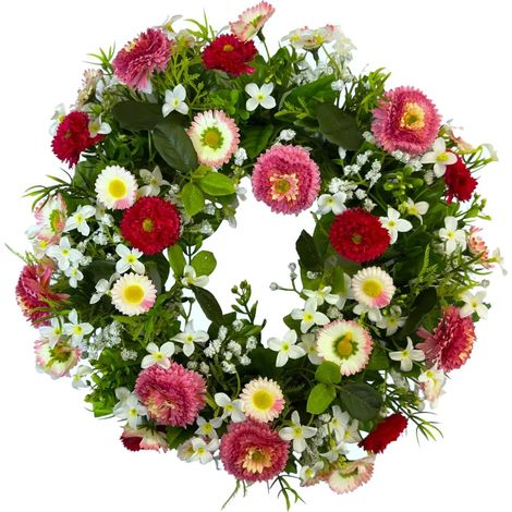 Couronne de marguerites artificielles 30 cm. Couronne de porte marguerites rose de Pâques (1/5)