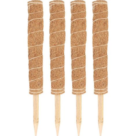 Juego de 4 soportes para plantas fabricados con fibra de coco, de 450 mm de largo. Ideales para sostener plantas. (1/5)