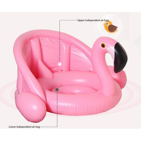 Flamingo Baby-Schwimmring mit Sonnendach, aufblasbare Baby-Schwimmhilfe (1/5)
