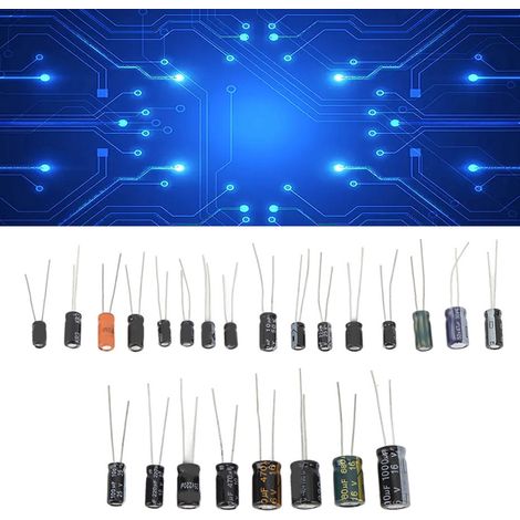 Kit d'échantillons de 500 condensateurs électrolytiques traversants, 0,1 µF à 1 000 µF, 16 V à 50 V, 24 spécifications (1/5)