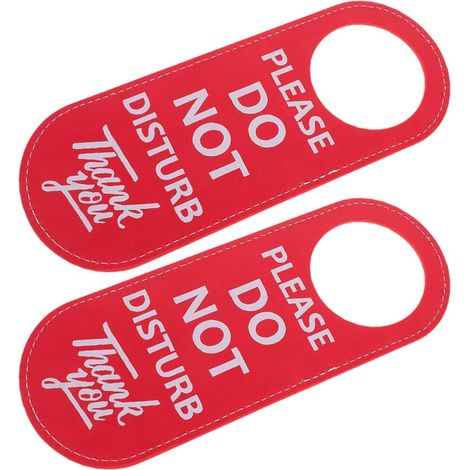 Panneau Ne Pas Déranger et Facile à Transporter en Pu Rouge 2 Pièces Double Face Étiquette de Porte Design Créatif pour Bureau ou Maison (1/5)