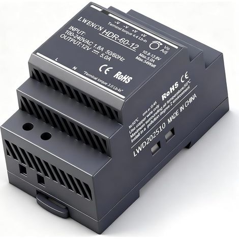 Alimentation Sur Rail DIN 12V DC 5A 60W (1/5)