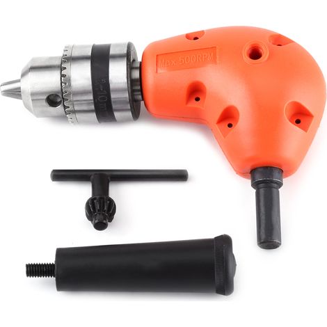 Adaptateur d'extension à angle droit pour perceuse électrique à 90 degrés, tige ronde de 9,5 mm avec poignée. (1/5)