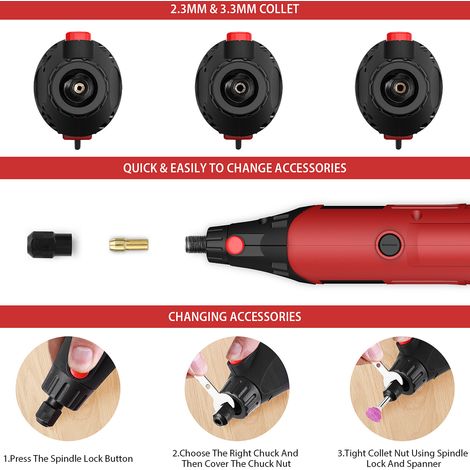 Kit d'outil rotatif AC Meuleuse électrique 6 vitesses variables 8000-35000 tr/min 170 W pour le polissage, la sculpture et le façonnage avec coffret de transport