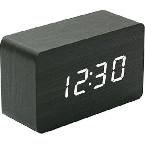 Alarm LED in wood, gift for students, clock electronic digital, display of the temperature and of the Date (1/5)