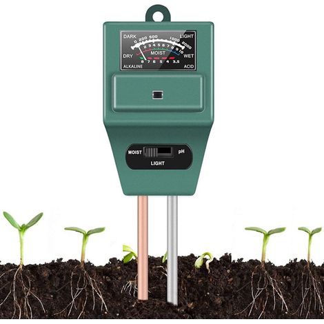 Boden-pH-Meter, ST02 3-in-1-Bodenfeuchtigkeits-pH-Lichttester für Haus, Garten, Rasen, Bauernhof, Zimmer- und Freilandpflanzen (Grün) (1/4)