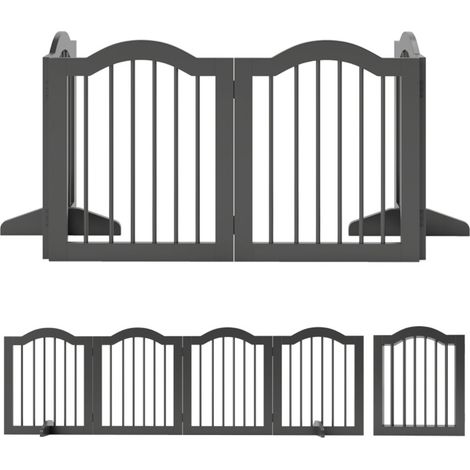 Barrière de sécurité autoportante pliable-4 panneaux-Pieds stables-Noir-208x29.5x61(cm) (1/5)