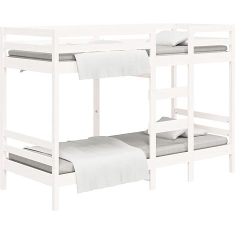 Vidaxl – Lit superposé blanc 75x190 cm en bois de pin massif – Design compact avec garde-corps – Convient aux espaces limités (1/6)