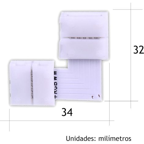 Jandei - Conector en L tira LED Rgbw Ww 6 hilos presión Accesorios LED Rgb (1/2)