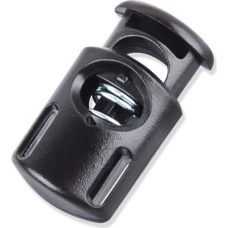Tope de cordón de plástico, tope de cordón con resorte, anillo de nailon, anillo de resorte de plástico (10 unidades, negro)