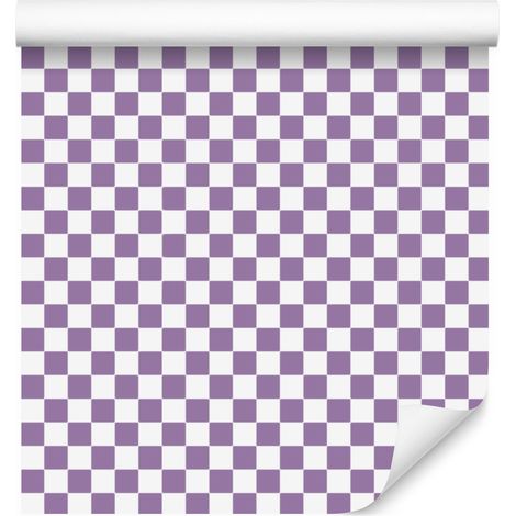 Papier peint à damier violet, blanc, gris clair et lavande 50x1000 cm (1/5)