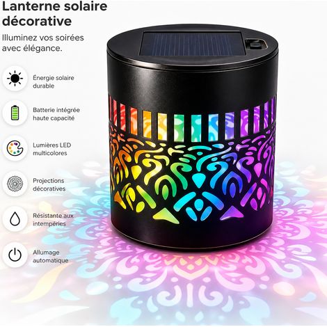Applique murale solaire d'extérieur fer forgé projection mandala lumière colorée 5W réf 3371 500 g – Livraison gratuite