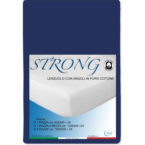 LENZUOLO con ANGOLI STRONG tinta unita BLU SCURO made in Italy 1 piazza e mezza
