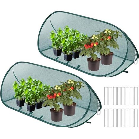 Protection pour plantes pliable, kit 2 pièces : serre pliable pour plantes avec 16 piquets boîte de protection contre les oiseaux et les insectes pour le jardin (1/5)