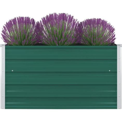 Pot de fleurs vert en acier galvanisé 100 x 100 x 45 cm (1/5)