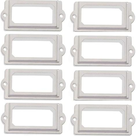 Lote de 50 portetiquetas de metal níquel blanco vintage de 60 x 17 mm para cajón de biblioteca (1/5)