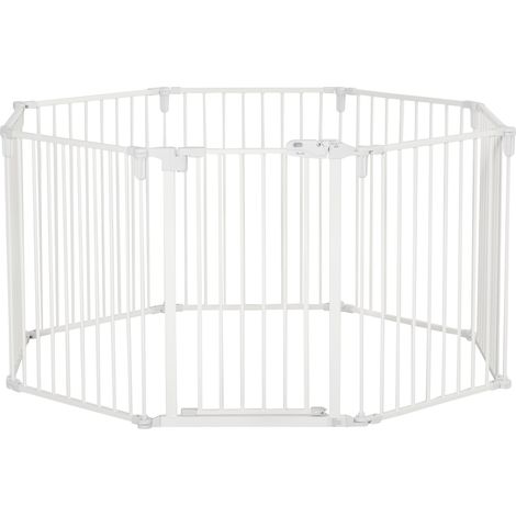 Enclos pour chiots enclos de protection avec porte, flexible, pliable, 8 panneaux, 60x76cm, Blanc