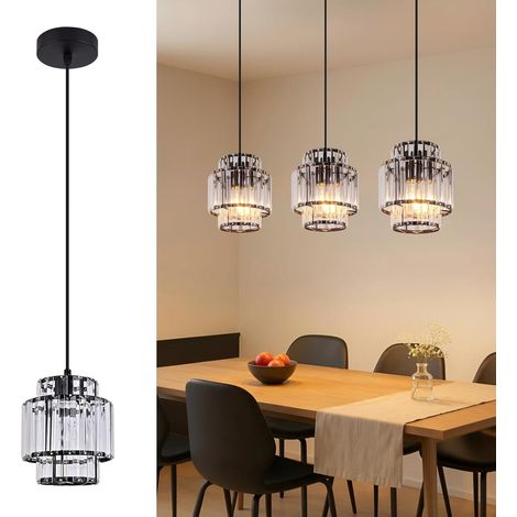 GBLY Lámpara Colgante E27 Cristal Moderno Vidrio Ajustable en Altura para Salón Cocina sin bombillas