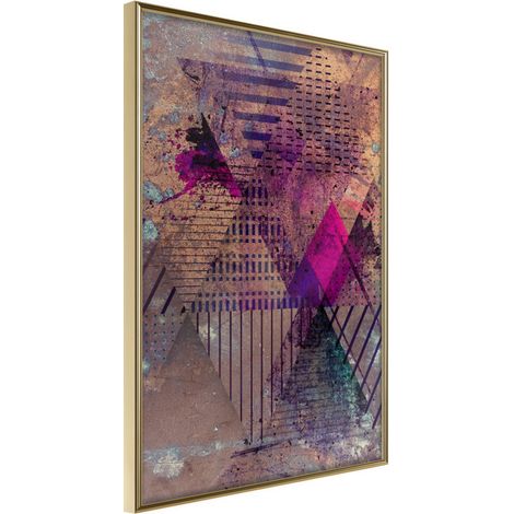 Affiche Murale Encadrée "Pink Patchwork I" 30 x 42 cm Or