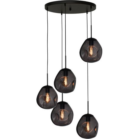 Lampe suspendue Vide Lava 5x verre à fumée Ø 24cm - 2762-05-50-5-05-61