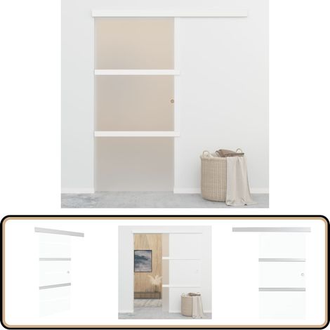 Porte coulissante à butées Verre ESG et aluminium 90x205 cm - Porte Coulissante - Porte Vitrée - Porte Intérieur - Portes Sans Cadre - Séparation Pièce