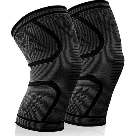 Protezioni per le ginocchia,2 fasce nere per ginocchia,Fasce di supporto per ginocchia per uomo/donna,compressione per ginocchio per osteoartrite