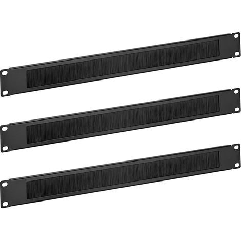 Lot 3 Passe-câble, Brosse anti-poussière nylon, Panneau horizontal 1U, Pour rack standard 19 pouces, Gestion câbles armoire (1/5)