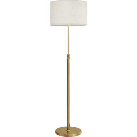 Floor Lamp with Remote, Height Adjustable Standing Lamp with Linen Shade, Dimmable with 3000K-6000K Adjustable Colour Temperatures, Foot Switch for Living Room Bedroom Office, Gold Tone