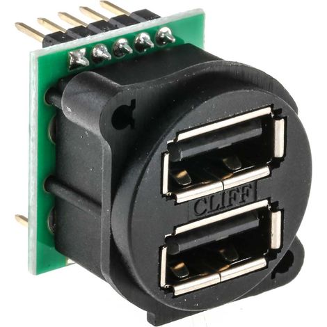 Connecteur USB 2.0 A Femelle RS PRO 2 ports, Montage panneau, Droit ( Prix pour 1 ) (1/3)
