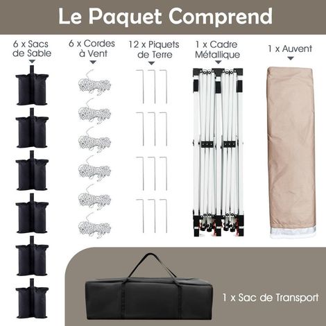Grande Capacité 15-20 Personnes Protection Solaire Tente de Fête 3x6m Pliable pour Jardin Événement (1/5)