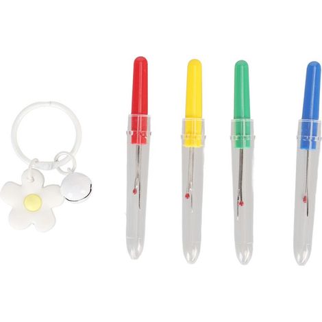 Set mit 4 Nahttrennern aus hochkohlenstoffhaltigem Stahl, ergonomischem rotem Griff und Mini-Fadenabschneider für Näh- und Stickarbeiten (1/5)