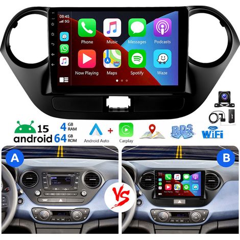 Autoradio Android 15 avec radio GPS et Apple CarPlay pour Hyundai i10 II IA/BA 2013-2016 - 4+64G DAB+ CAM (1/5)