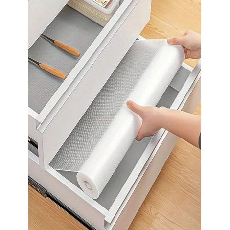1 Rouleau de tapis de rangement pour tiroirs et placards de cuisine en EVA, antidérapant et imperméable, tapis de table ou de réfrigérateur, facile à nettoyer, coussin de protection pour étagères (1/5)