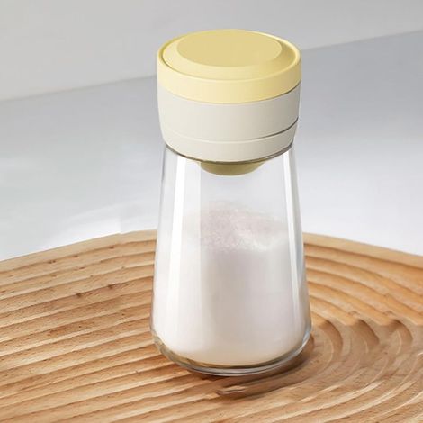 Récipient de rangement pour épices, bocal à épices en verre avec couvercle étanche à l'eau et à l'air – bocal à épices de 220 ml pour sucre, sel, herbes ou poudre (jaune).