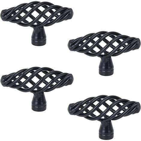 Poignées de meuble anciennes 4 pièces avec vis, style cage à oiseau vintage, élégance classique, pour armoires, portes, fenêtres et salle de bain, poignées rétro en métal, quincaillerie de meuble déco (1/5)