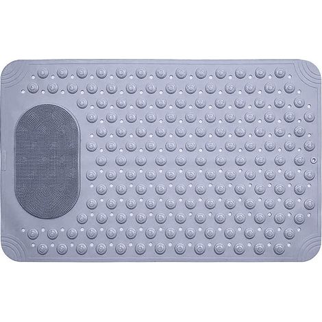 Tapis de bain antidérapant pour baignoire et douche avec points de massage ronds, gris (1/5)