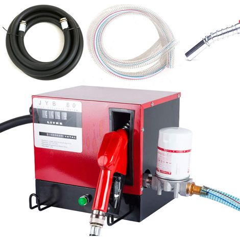 Bomba de Trasvase de Gasoil, Potencia de 3600 l/h, Bomba de Extracción de Aceite, Gasolinera, Boquilla Automática, 60 l/min, con Manguera de Entrada de 2 m, Manguera de Desagüe de 4 m