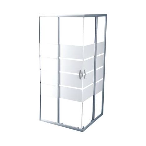 ONDEE - Mampara de baño SHIVA, Mampara de baño corredera acceso angular - Vidrio templado - acabado cromado - 90x190cm