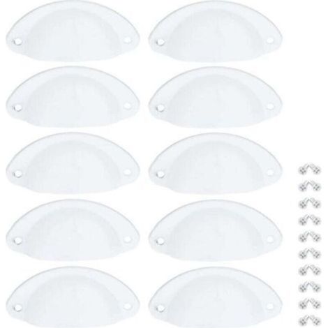 Poignées de meuble vintage en coquillage blanc, 10 pièces, 82 mm, pour tiroirs et armoires (1/4)