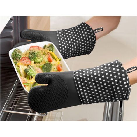 WENKO Manique Silicone, Gant de cuisine, noir, Lot de 2 (1/3)