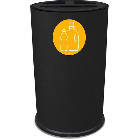 Pattumiera Per Raccolta Differenziata Ø 35x50 cm In Acciaio Verniciato 3 Scomparti Nero