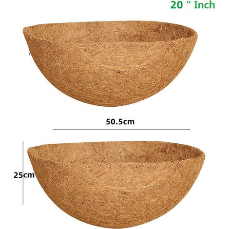 Liner Pour Panier Suspendu - Fibre De Coco Rond - 20 Pouces - Pour Jardinage Balcon Et Décoration Intérieure - 2 Pièces (1/4)