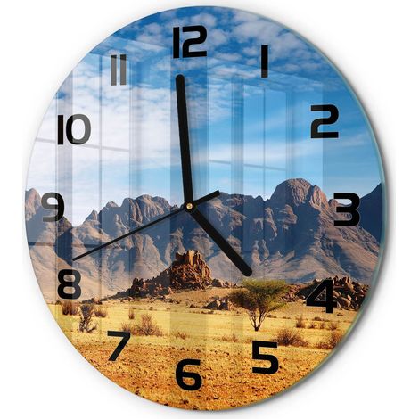 Horloge Murale Ronde Décoration Maison Classique Verre Trempé Silencieuse Rochers en Namibie fi 30 cm (1/5)