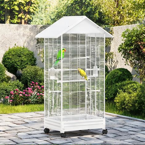 Cage pour oiseaux blanc en acier PP 79 x 65 x 155 cm (1/5)